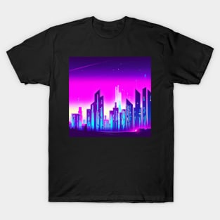 Synthwave city at night T-Shirt